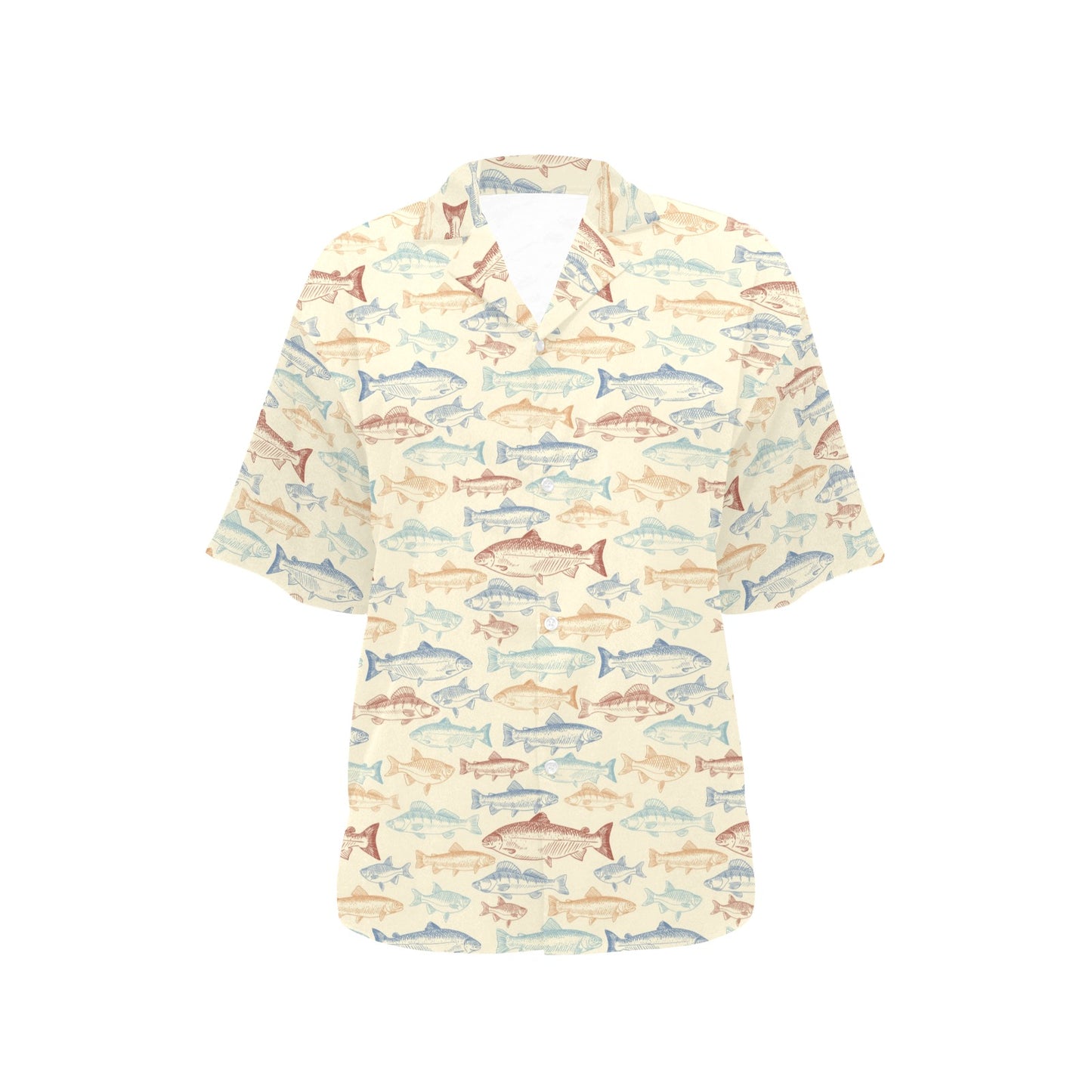 Salmon Fish Print Design LKS302 Women's Hawaiian Shirt