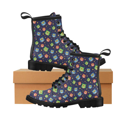 Owl with Star Themed Design Print Women's Boots