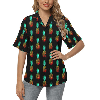 Pineapple Pattern Print Design A05 Women's Hawaiian Shirt