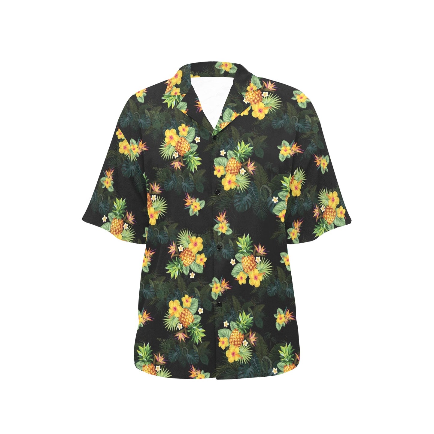 Pineapple Tropical Flower Print Pattern Women's Hawaiian Shirt