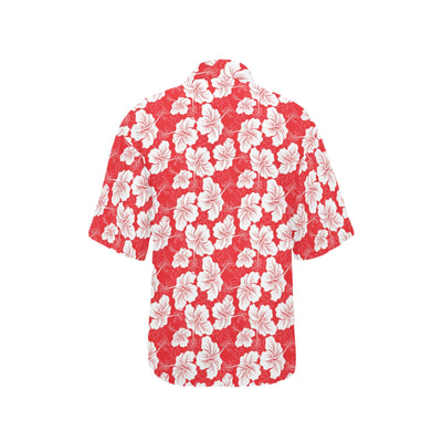 Flower Hawaiian Hibiscus Red Background Print Women's Hawaiian Shirt