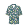 Llama with Cactus Design Print Women's Hawaiian Shirt