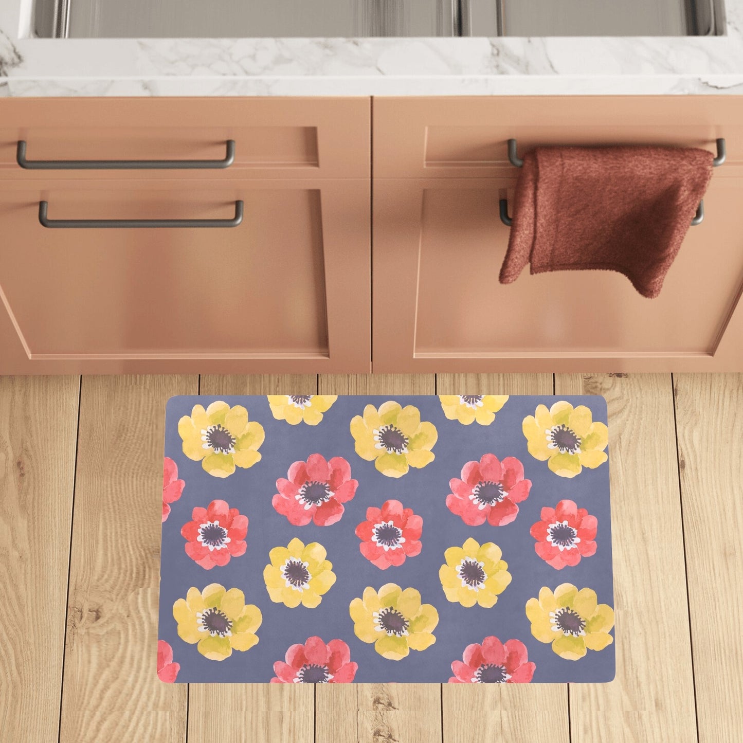 Anemone Pattern Print Design AM010 Kitchen Mat