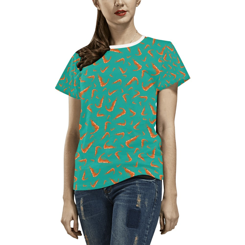 Shrimp Print Design LKS301 Women's  T-shirt
