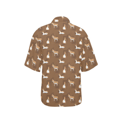Donkey Print Design LKS401 Women's Hawaiian Shirt
