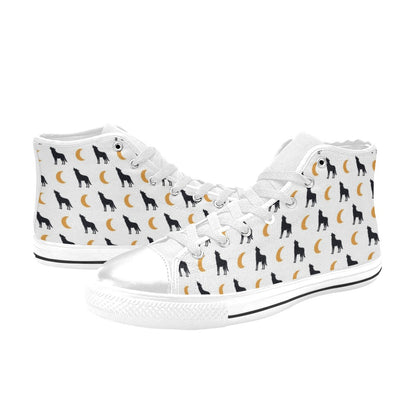 Wolf Moon Print Design LKS302 High Top Women's White Shoes