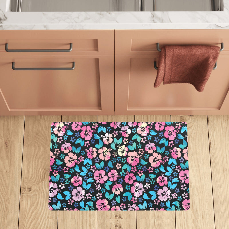 Pink Hibiscus Hawaiian Flower Kitchen Mat