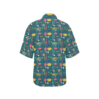Cooking Kitchen Tools Pattern Print Design 01 Women's Hawaiian Shirt