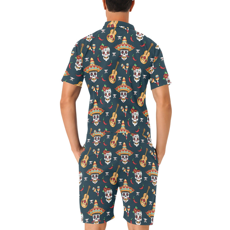 sugar skull Mexican Men's Romper