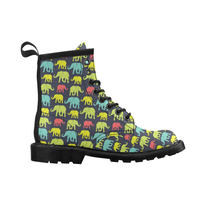 Elephant Neon Color Print Pattern Women's Boots
