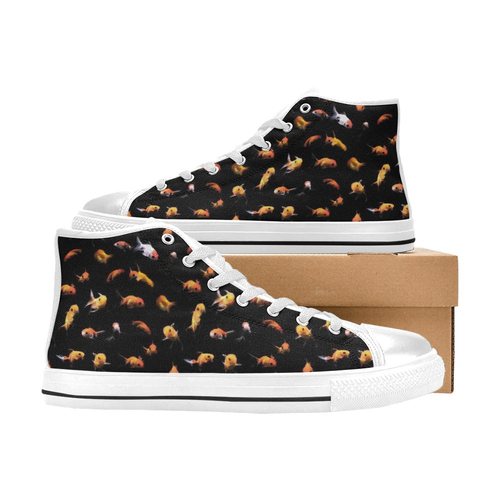 Goldfish Print Design LKS402 High Top Women's White Shoes
