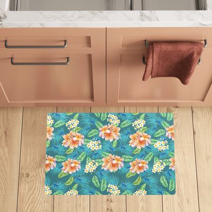 Plumeria Tropical Flower Design Print Kitchen Mat