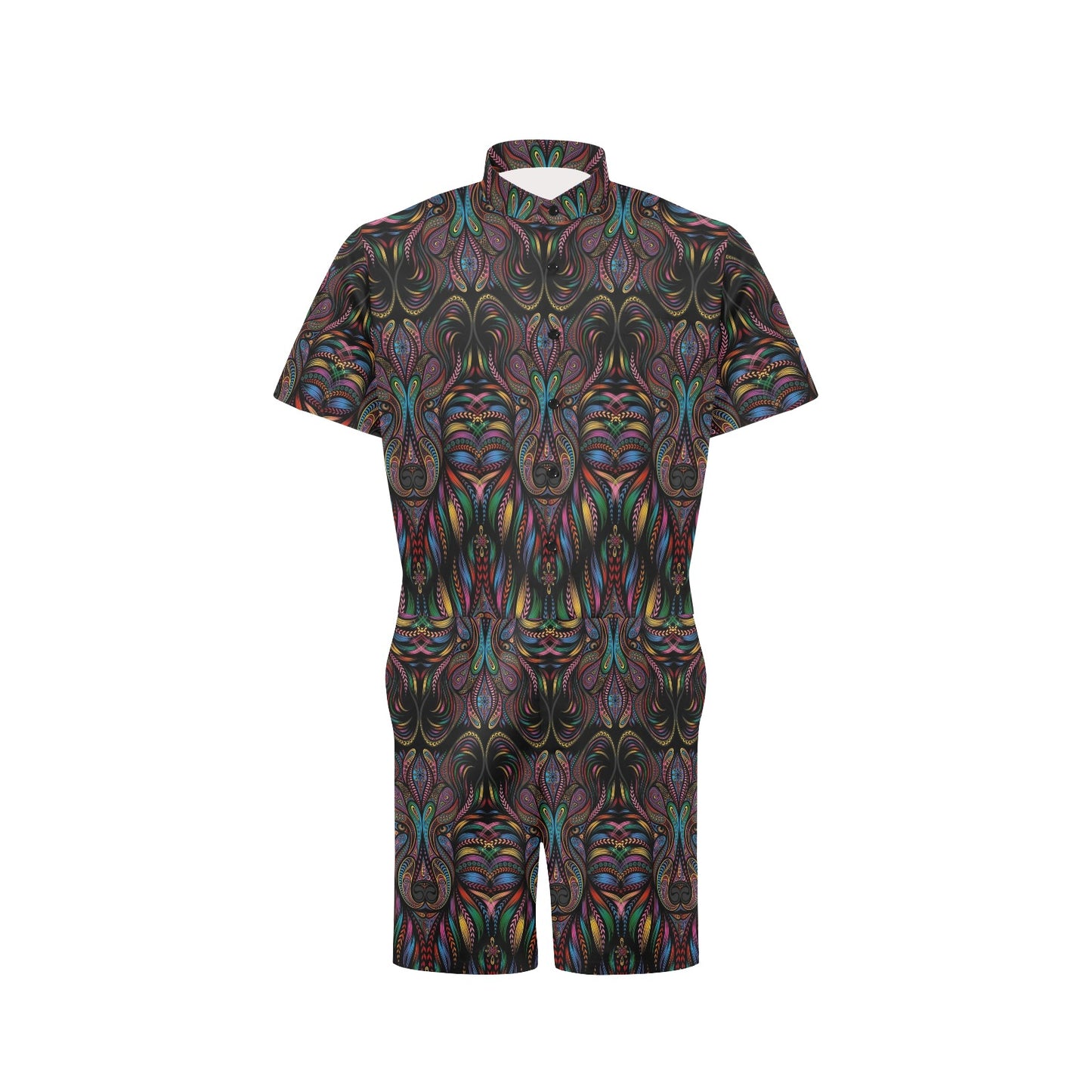 Colorful Art Wolf Men's Romper