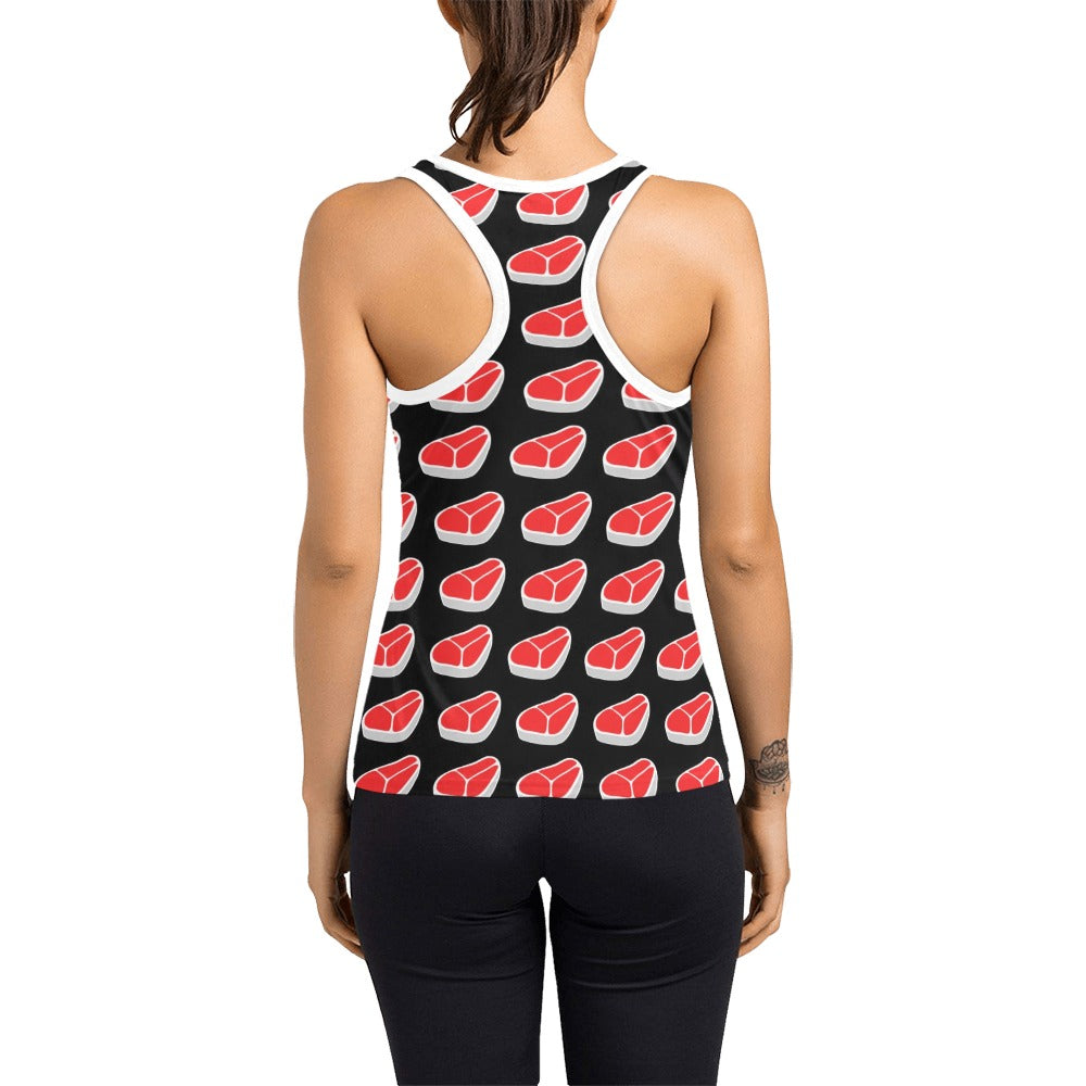 Steak Print Design LKS303 Women's Racerback Tank Top