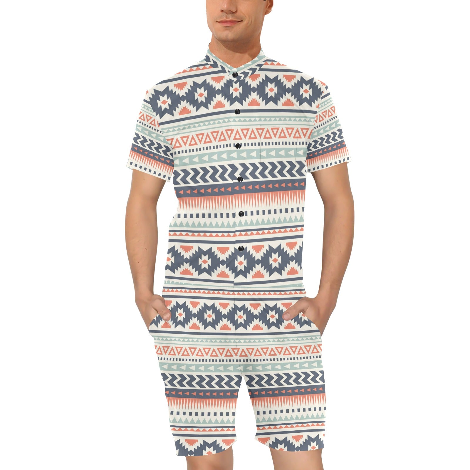 Tribal Aztec vintage pattern Men's Romper