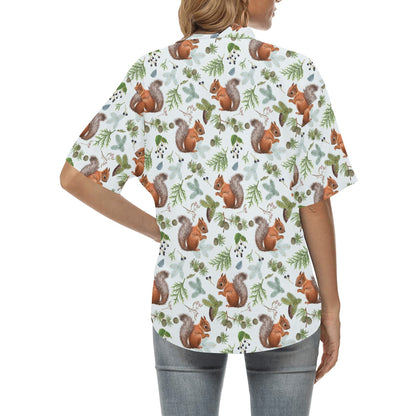 Squirrel Print Design LKS308 Women's Hawaiian Shirt