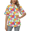 Daisy Pattern Print Design DS05 Women's Hawaiian Shirt