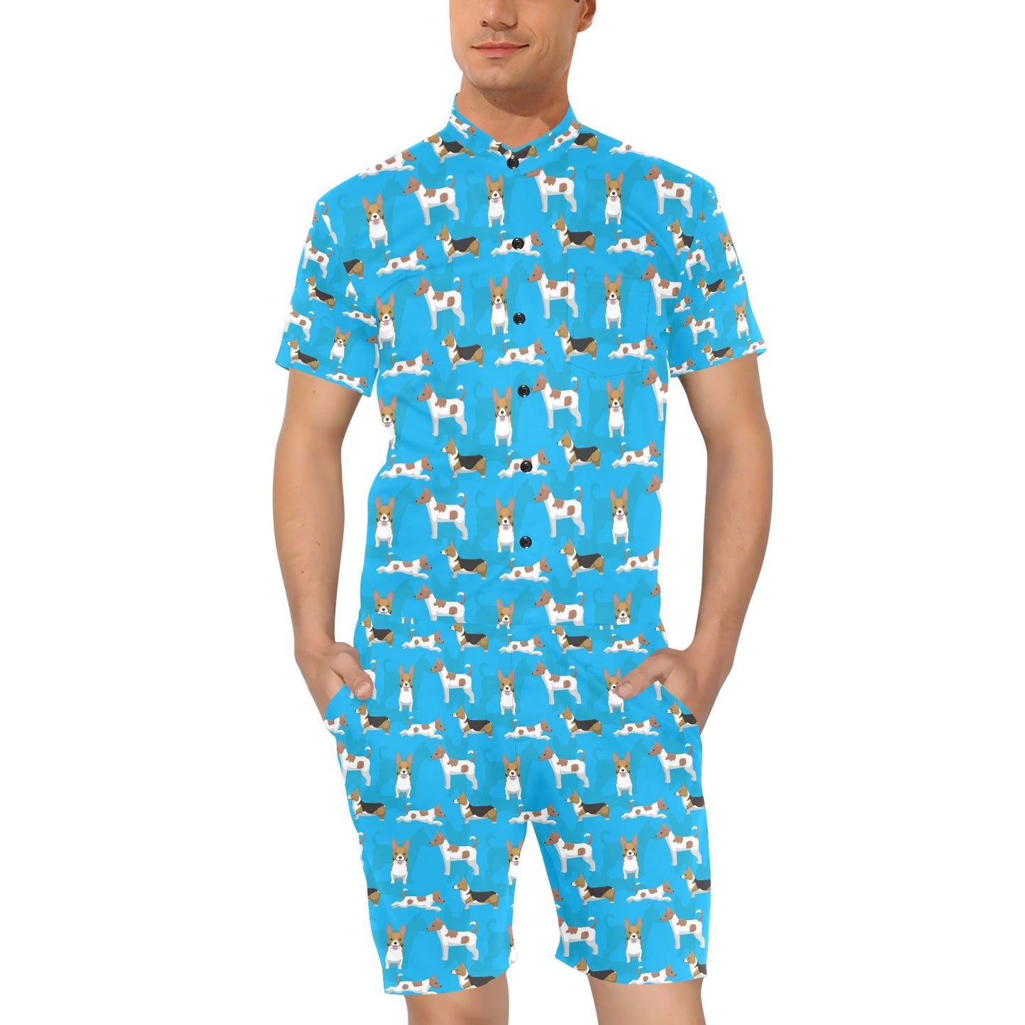 Cardigan Welsh Corgis Pattern Print Design 01 Men's Romper