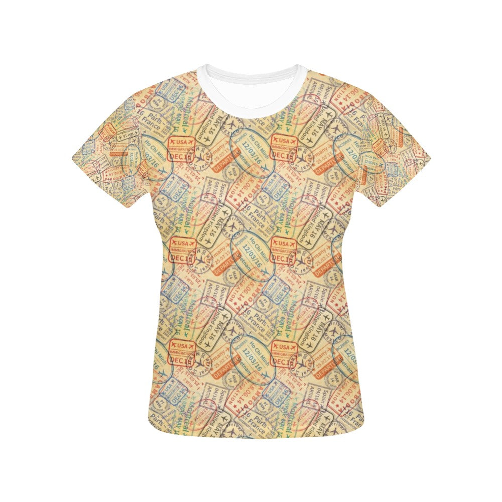 Travel Stamp Print Design LKS302 Women's  T-shirt