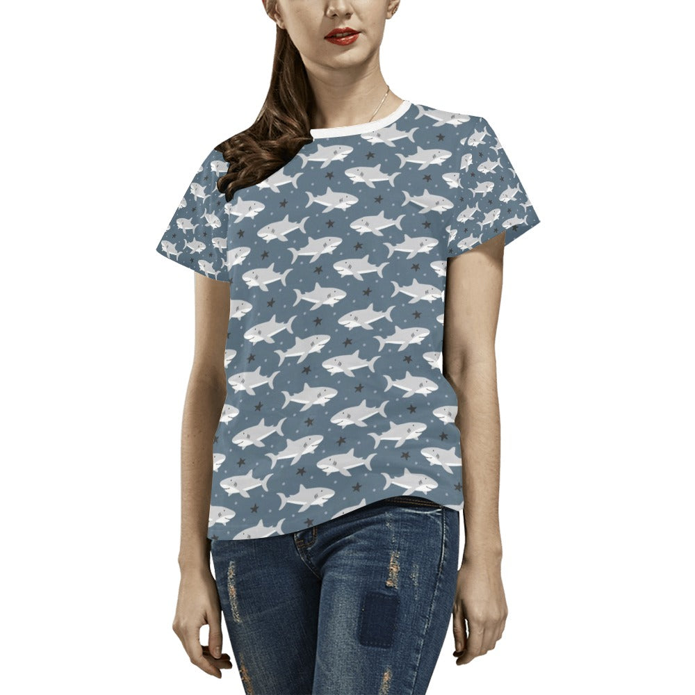 Shark Print Design LKS305 Women's  T-shirt