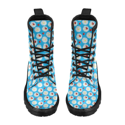 Ladybug with Daisy Themed Print Pattern Women's Boots