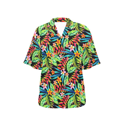 Heliconia Pattern Print Design HL09 Women's Hawaiian Shirt