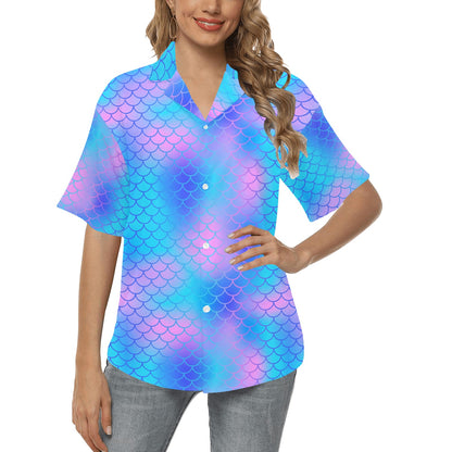 Mermaid Scales Pattern Print Design 04 Women's Hawaiian Shirt