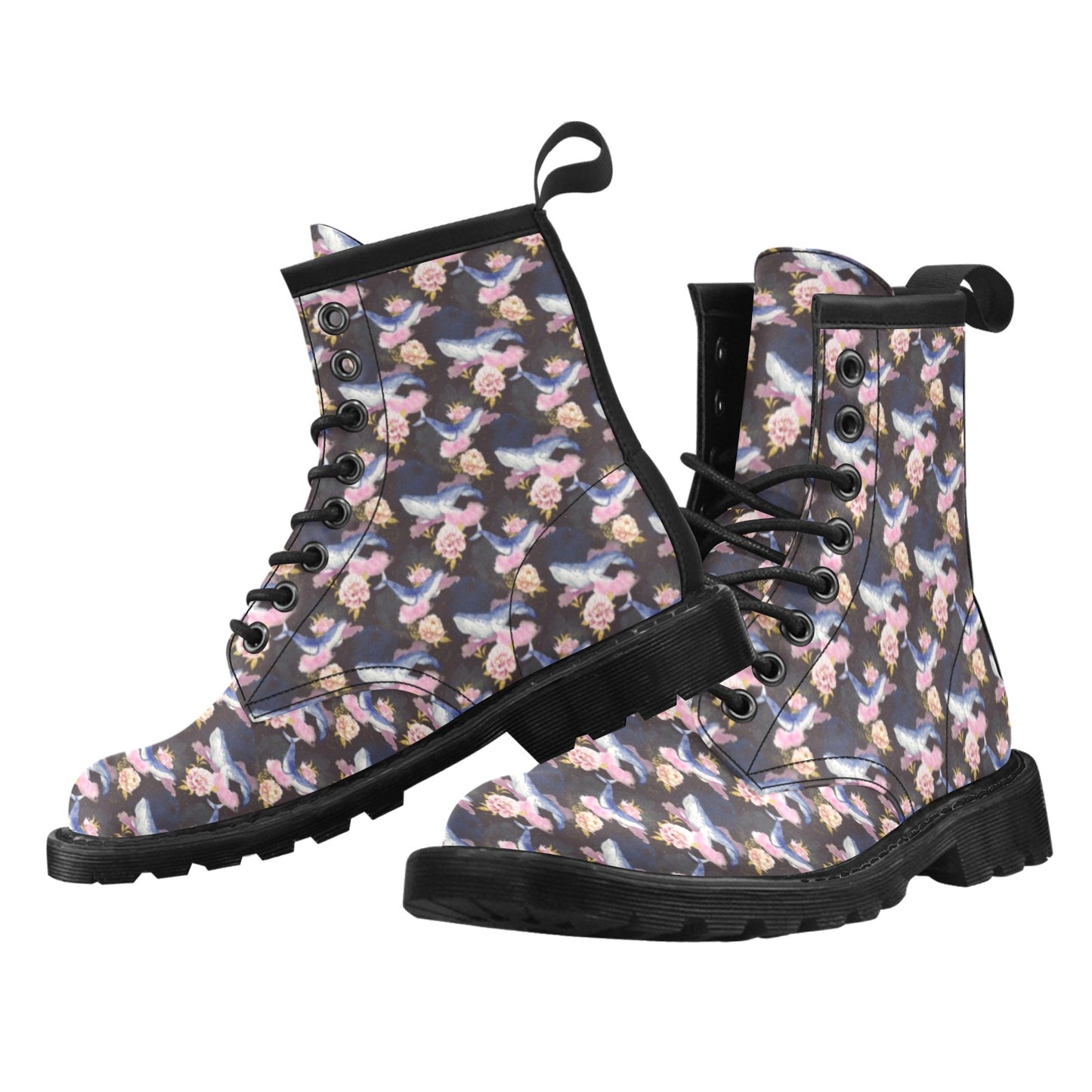 Blue Whale Print Design LKS401 Women's Boots