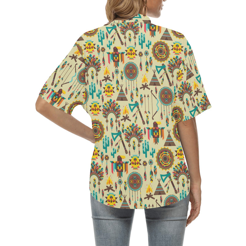 Tribal indians native american aztec Women's Hawaiian Shirt