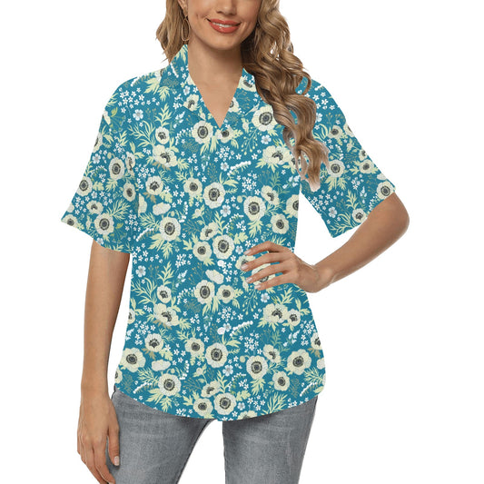 Anemone Pattern Print Design 01 Women's Hawaiian Shirt