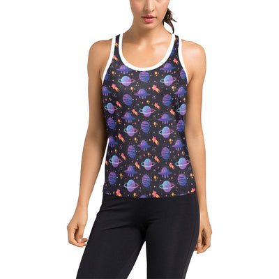 UFO Star Galaxy Print Design LKS308 Women's Racerback Tank Top