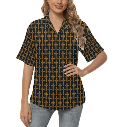 Cross Pattern Print Design 02 Women's Hawaiian Shirt
