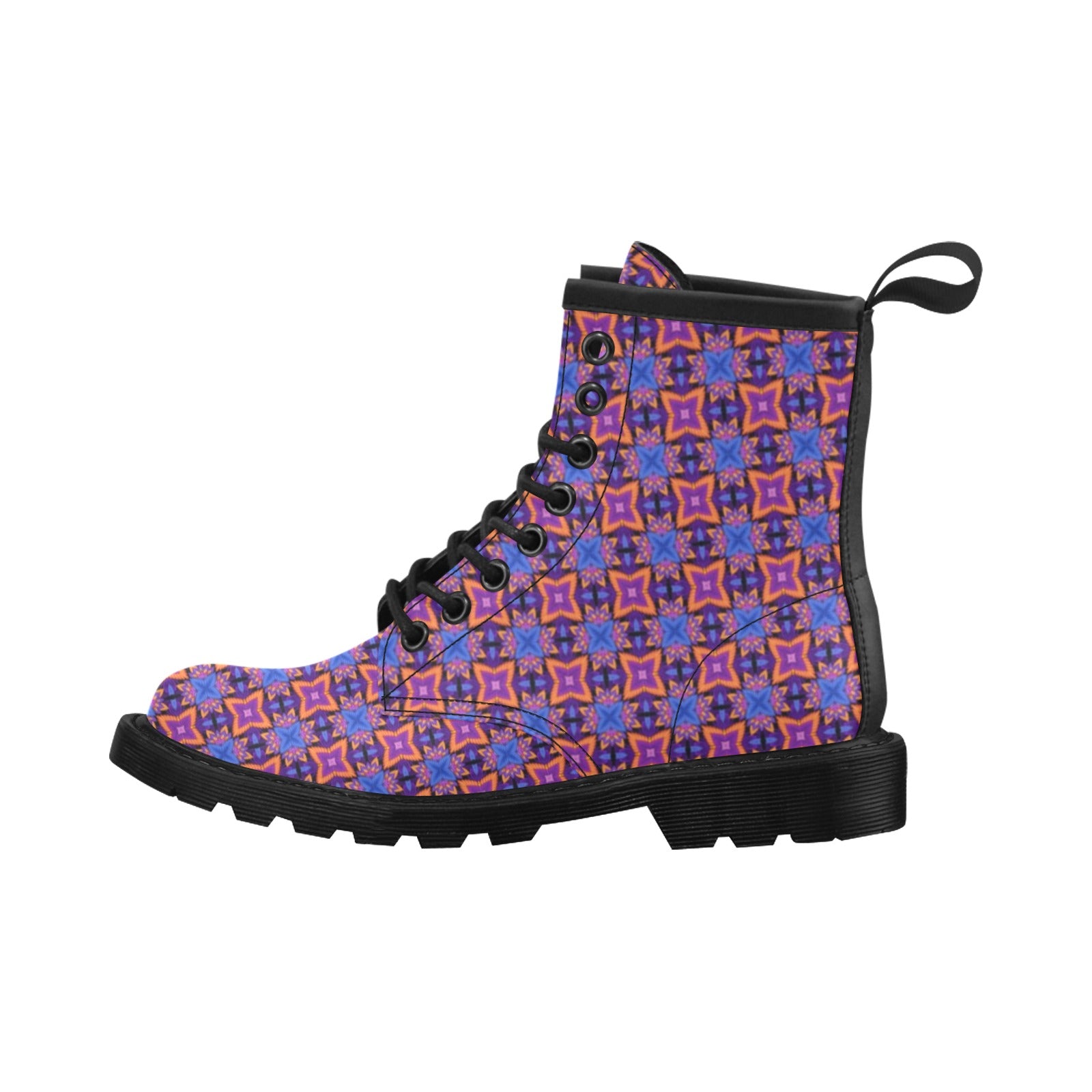 kaleidoscope Purple Orange Print Design Women's Boots