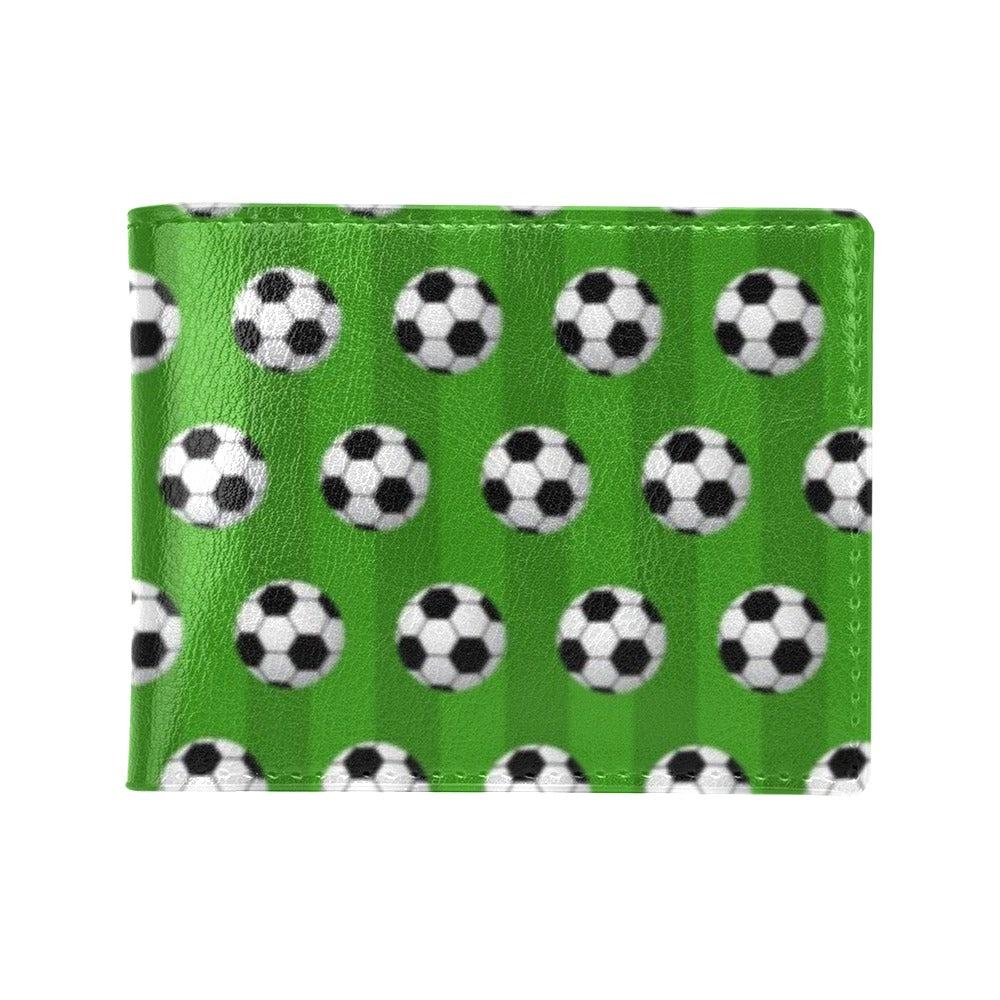 Soccer Ball Green Backgrpund Print Men's ID Card Wallet