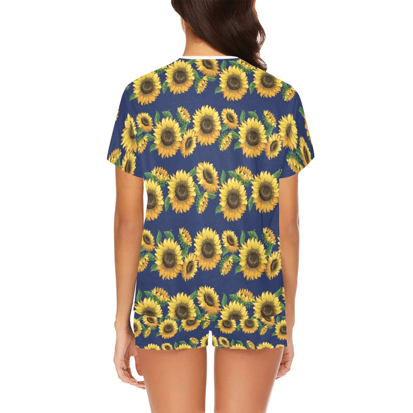 Sunflower Print Design LKS307 Women's Short Pajama Set
