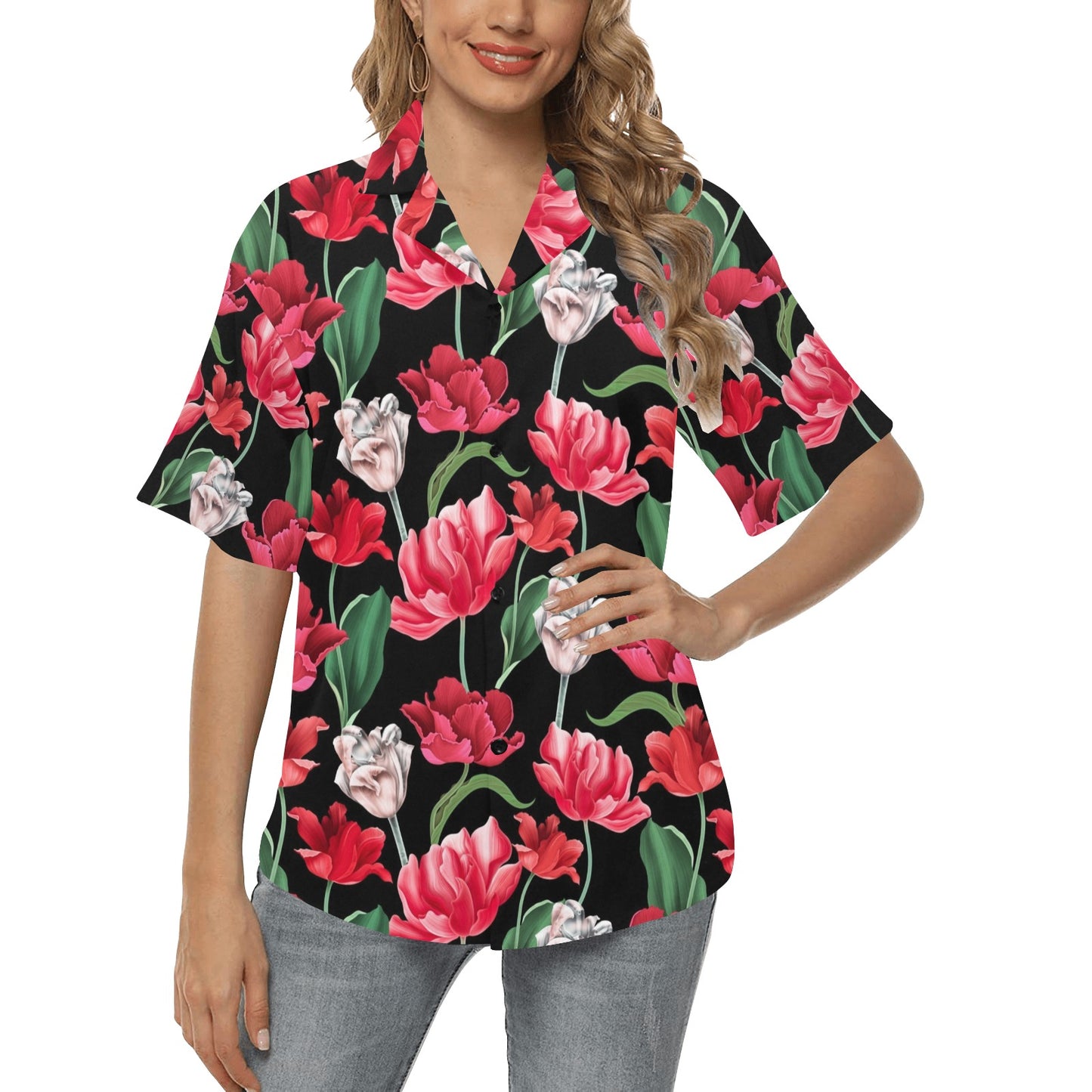 Tulip Pattern Print Design TP08 Women's Hawaiian Shirt