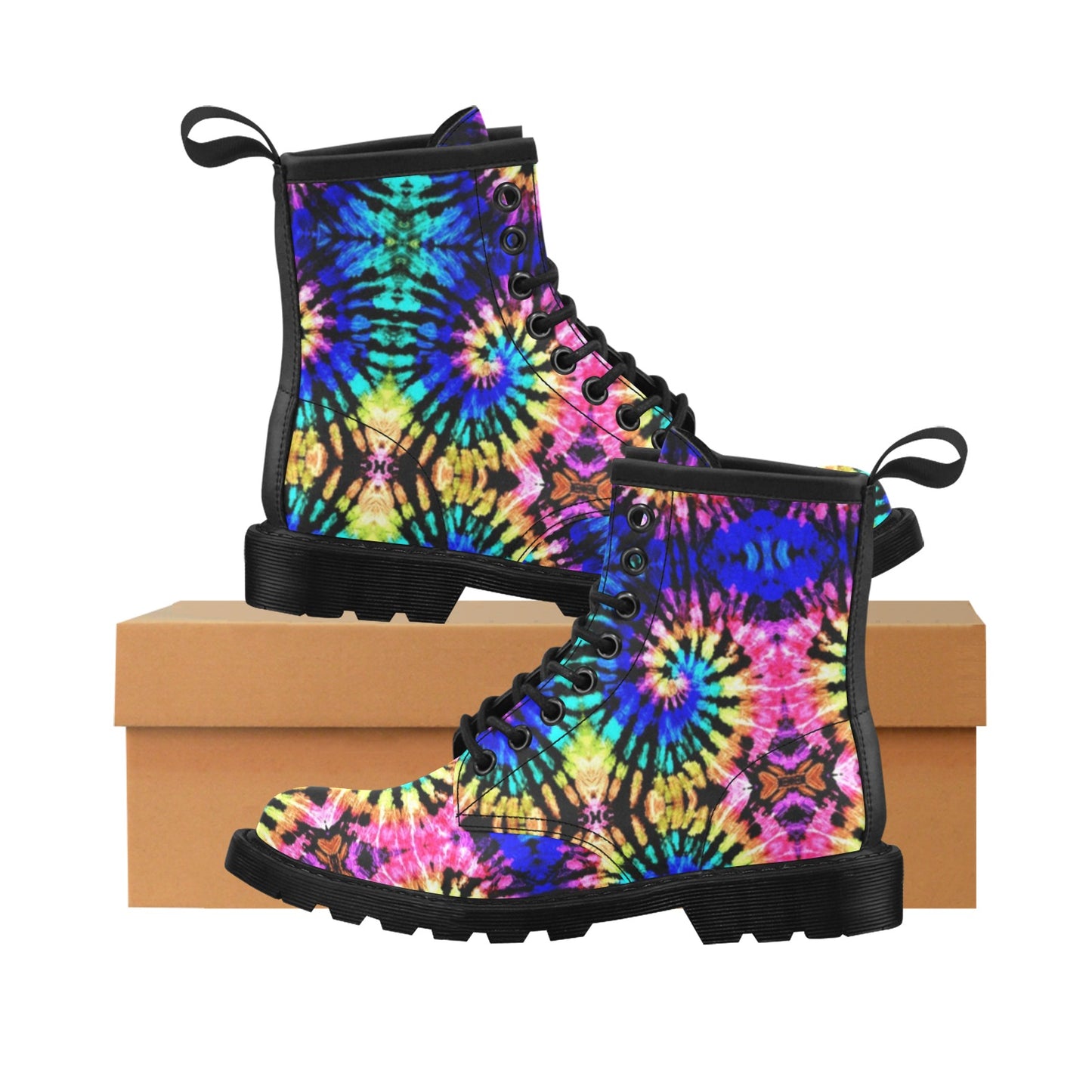 Tie Dye Rainbow Design Print Women's Boots