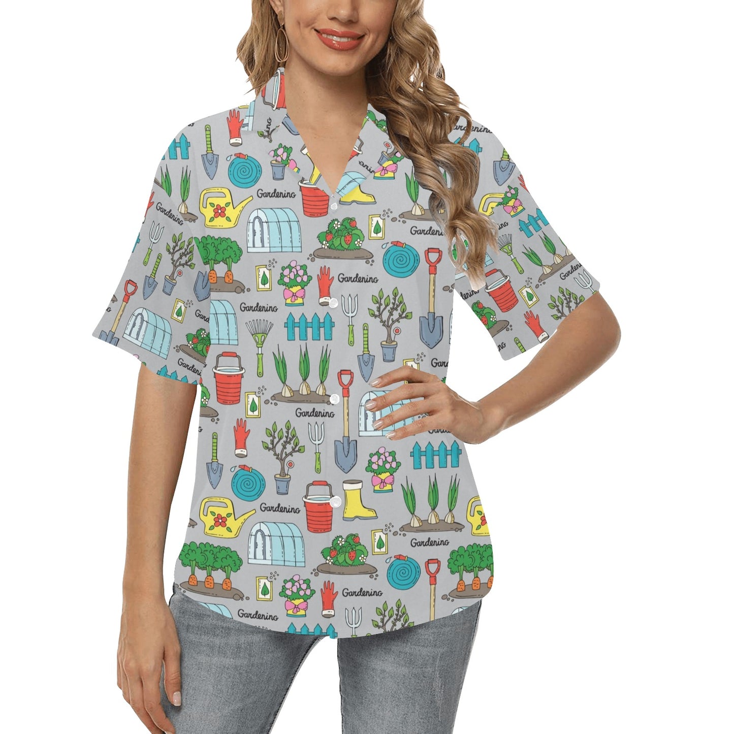 Gardening Pattern Print Design G07 Women's Hawaiian Shirt