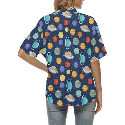 Planet With Star Print Design LKS303 Women's Hawaiian Shirt