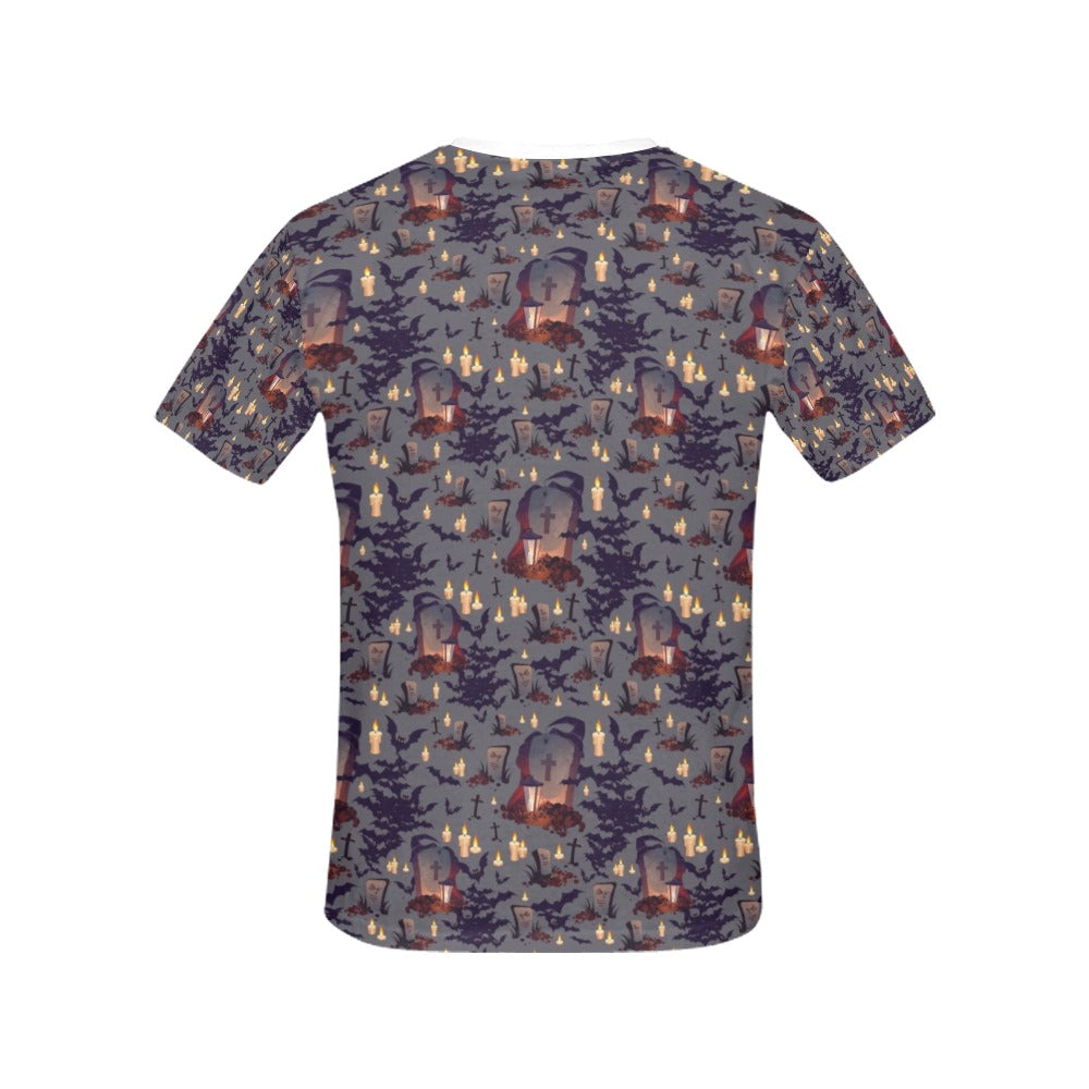 Creepy Graveyard Print Design LKS301 Women's  T-shirt