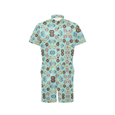 Emoji Donut Print Pattern Men's Romper