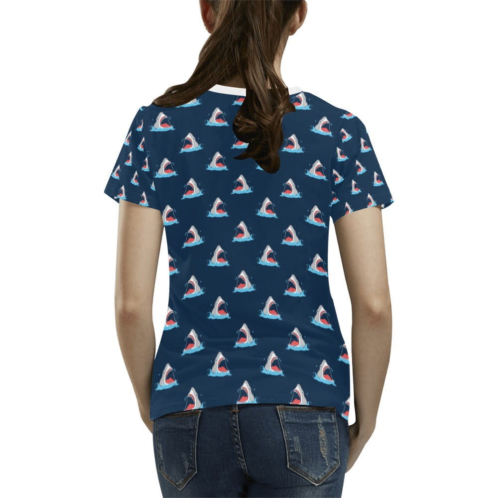 Shark Print Design LKS3010 Women's  T-shirt