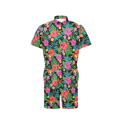 Hibiscus Red Hawaiian Flower Men's Romper