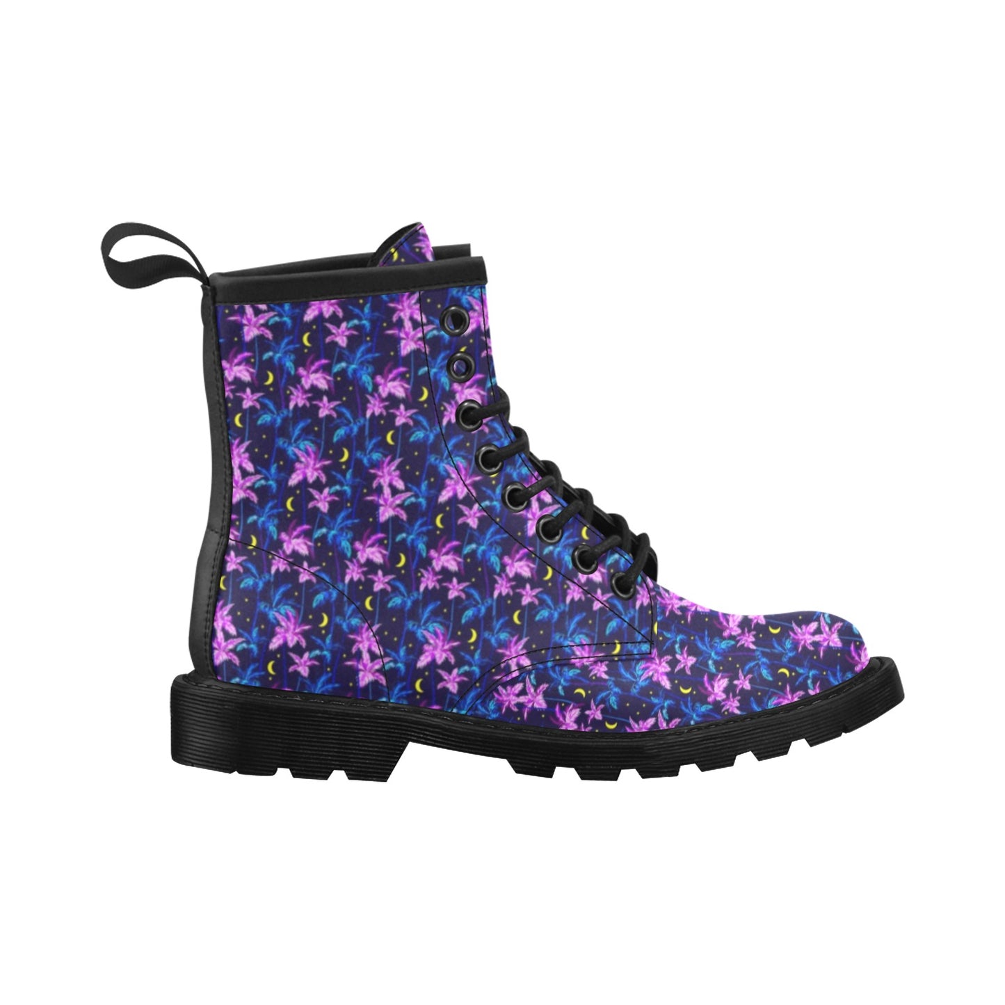 Palm Tree Night Scene Design Print Women's Boots