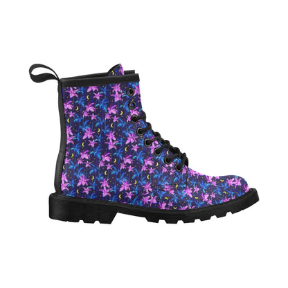Palm Tree Night Scene Design Print Women's Boots