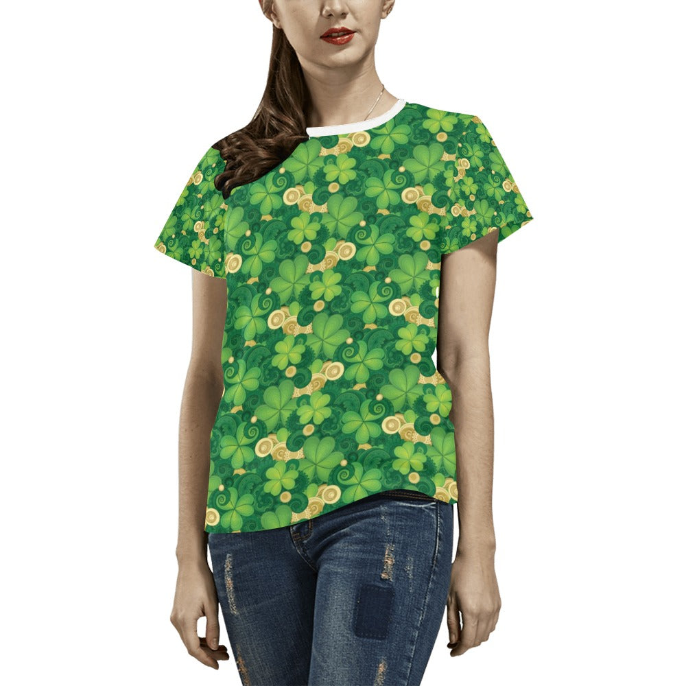 Shamrock Print Design LKS301 Women's  T-shirt