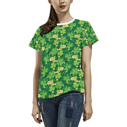 Shamrock Print Design LKS301 Women's  T-shirt