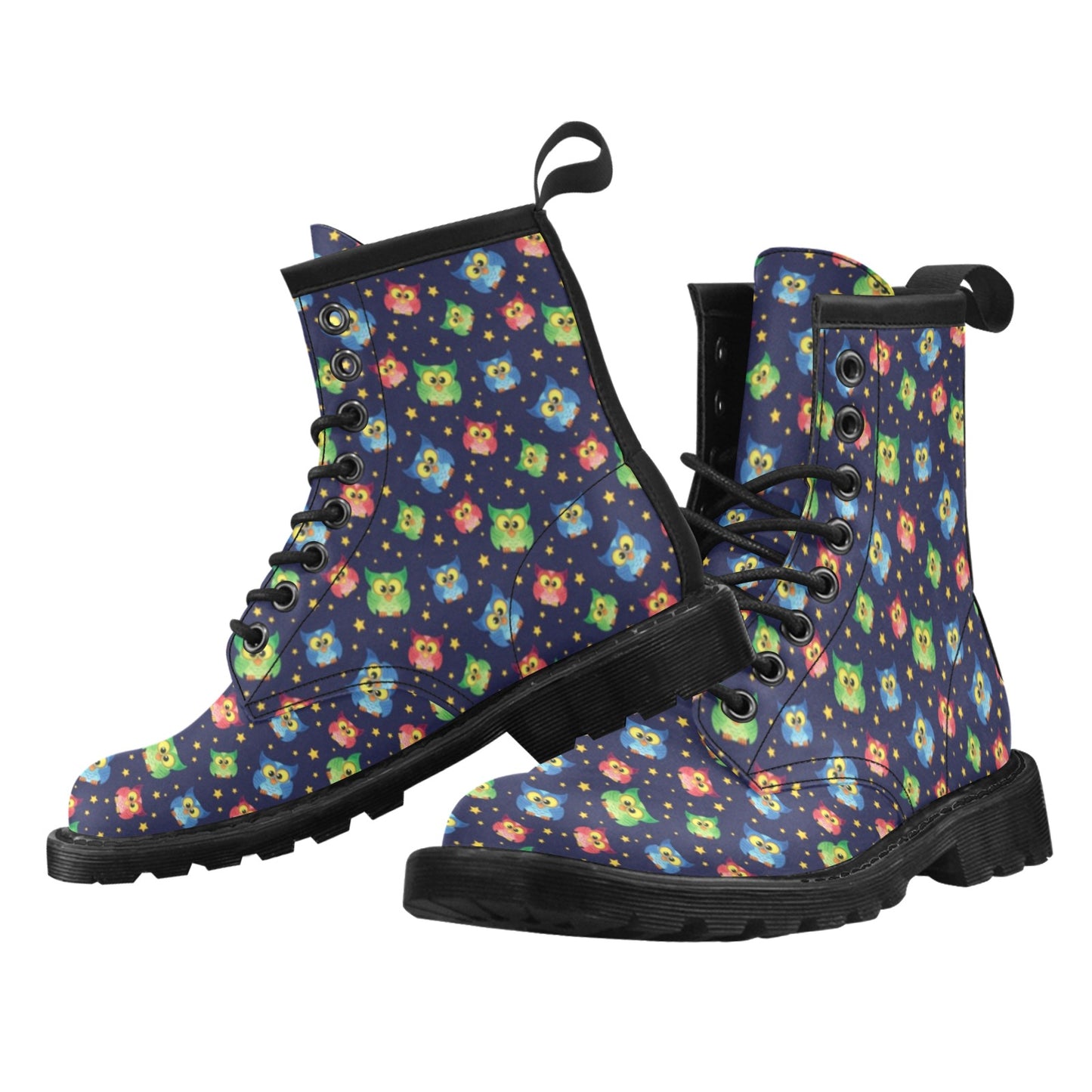 Owl with Star Themed Design Print Women's Boots
