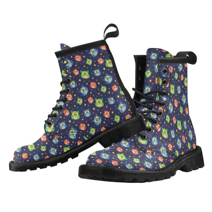 Owl with Star Themed Design Print Women's Boots