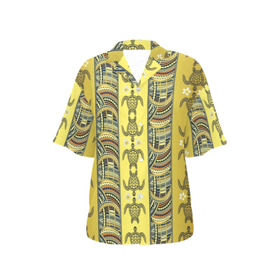 Polynesian Turtle Hawaiian Design Print Women's Hawaiian Shirt